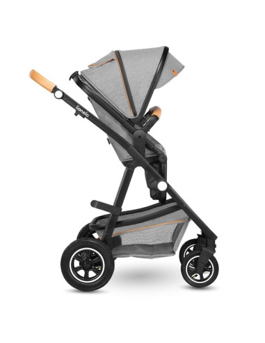 BN-LO-AMBER_2IN1_GREY_STONE,Lionelo - Carucior Amber, 2 in 1, Cadru aluminiu, Cu landou intarit si salteluta moale, Reversibil, 