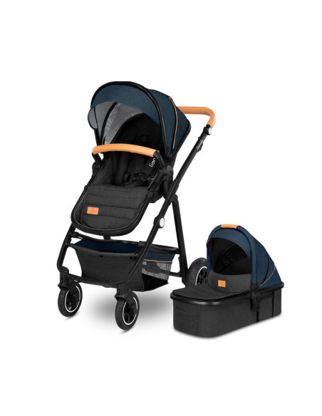 BN-LO-AMBER_2IN1_BLUE_NAVY,Lionelo - Carucior Amber, 2 in 1, Cadru aluminiu, Cu landou intarit si salteluta moale, Reversibil, M