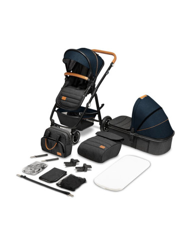 BN-LO-AMBER_2IN1_BLUE_NAVY,Lionelo - Carucior Amber, 2 in 1, Cadru aluminiu, Cu landou intarit si salteluta moale, Reversibil, M
