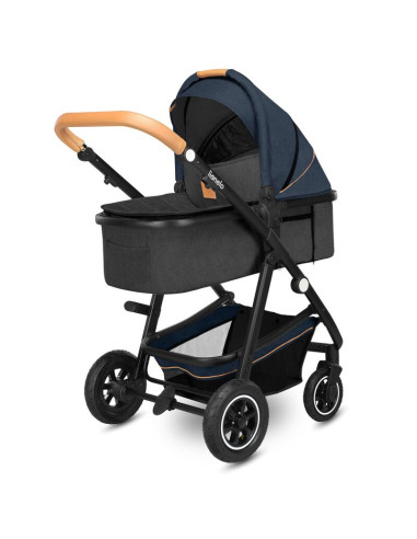 BN-LO-AMBER_2IN1_BLUE_NAVY,Lionelo - Carucior Amber, 2 in 1, Cadru aluminiu, Cu landou intarit si salteluta moale, Reversibil, M