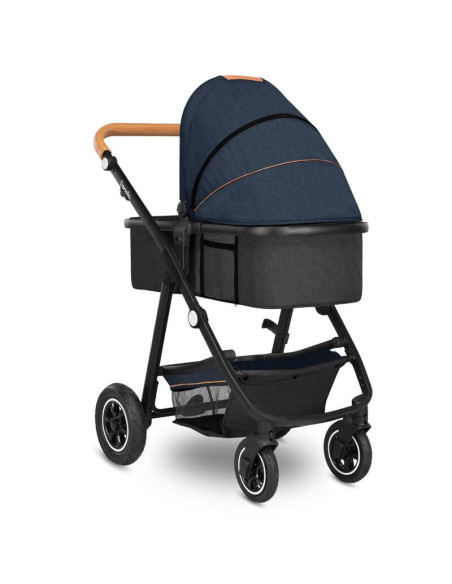 BN-LO-AMBER_2IN1_BLUE_NAVY,Lionelo - Carucior Amber, 2 in 1, Cadru aluminiu, Cu landou intarit si salteluta moale, Reversibil, M