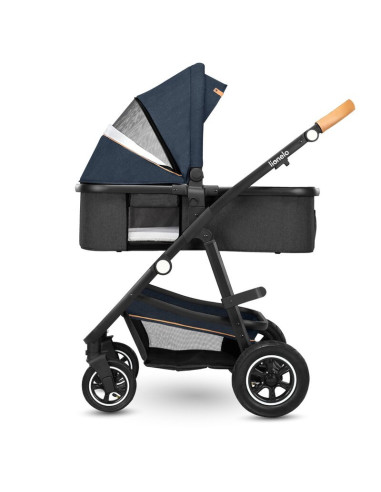 BN-LO-AMBER_2IN1_BLUE_NAVY,Lionelo - Carucior Amber, 2 in 1, Cadru aluminiu, Cu landou intarit si salteluta moale, Reversibil, M
