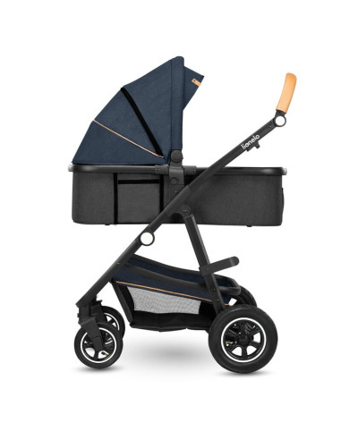 BN-LO-AMBER_2IN1_BLUE_NAVY,Lionelo - Carucior Amber, 2 in 1, Cadru aluminiu, Cu landou intarit si salteluta moale, Reversibil, M