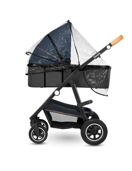 BN-LO-AMBER_2IN1_BLUE_NAVY,Lionelo - Carucior Amber, 2 in 1, Cadru aluminiu, Cu landou intarit si salteluta moale, Reversibil, M