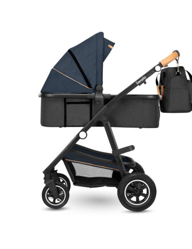 BN-LO-AMBER_2IN1_BLUE_NAVY,Lionelo - Carucior Amber, 2 in 1, Cadru aluminiu, Cu landou intarit si salteluta moale, Reversibil, M