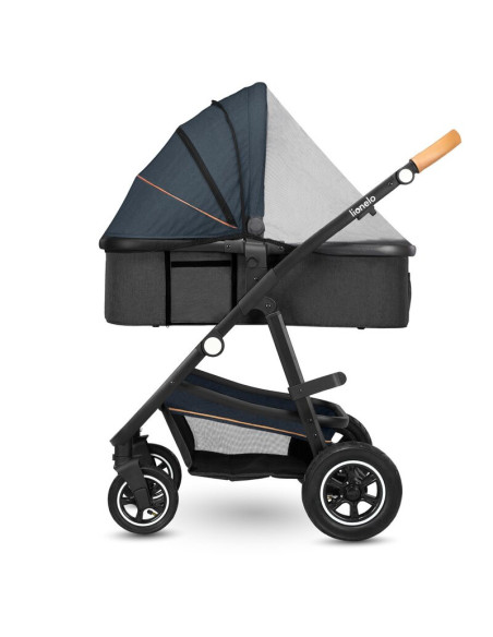 BN-LO-AMBER_2IN1_BLUE_NAVY,Lionelo - Carucior Amber, 2 in 1, Cadru aluminiu, Cu landou intarit si salteluta moale, Reversibil, M