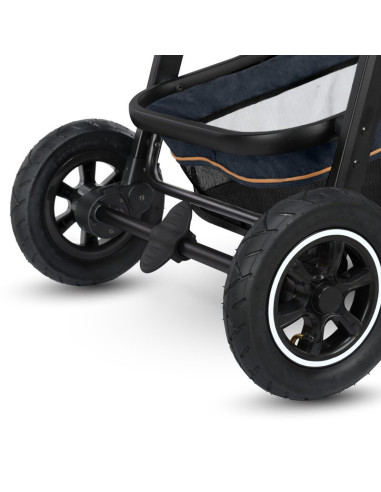 BN-LO-AMBER_2IN1_BLUE_NAVY,Lionelo - Carucior Amber, 2 in 1, Cadru aluminiu, Cu landou intarit si salteluta moale, Reversibil, M