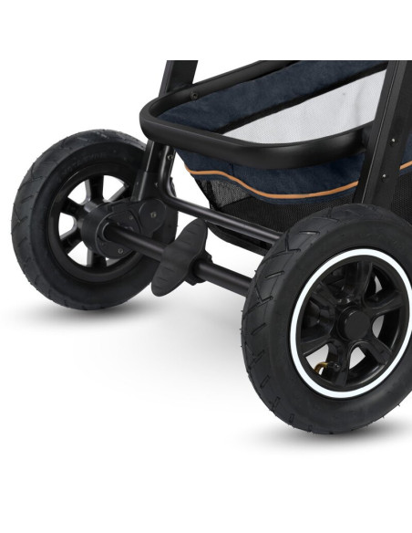 BN-LO-AMBER_2IN1_BLUE_NAVY,Lionelo - Carucior Amber, 2 in 1, Cadru aluminiu, Cu landou intarit si salteluta moale, Reversibil, M