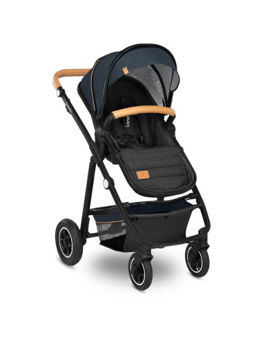 BN-LO-AMBER_2IN1_BLUE_NAVY,Lionelo - Carucior Amber, 2 in 1, Cadru aluminiu, Cu landou intarit si salteluta moale, Reversibil, M