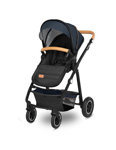 BN-LO-AMBER_2IN1_BLUE_NAVY,Lionelo - Carucior Amber, 2 in 1, Cadru aluminiu, Cu landou intarit si salteluta moale, Reversibil, M