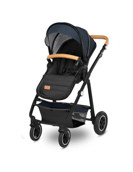 BN-LO-AMBER_2IN1_BLUE_NAVY,Lionelo - Carucior Amber, 2 in 1, Cadru aluminiu, Cu landou intarit si salteluta moale, Reversibil, M