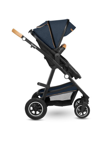 BN-LO-AMBER_2IN1_BLUE_NAVY,Lionelo - Carucior Amber, 2 in 1, Cadru aluminiu, Cu landou intarit si salteluta moale, Reversibil, M