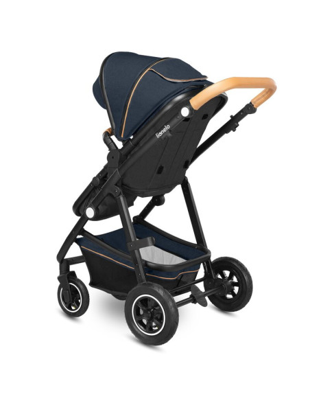 BN-LO-AMBER_2IN1_BLUE_NAVY,Lionelo - Carucior Amber, 2 in 1, Cadru aluminiu, Cu landou intarit si salteluta moale, Reversibil, M