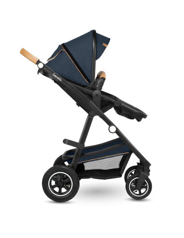 BN-LO-AMBER_2IN1_BLUE_NAVY,Lionelo - Carucior Amber, 2 in 1, Cadru aluminiu, Cu landou intarit si salteluta moale, Reversibil, M