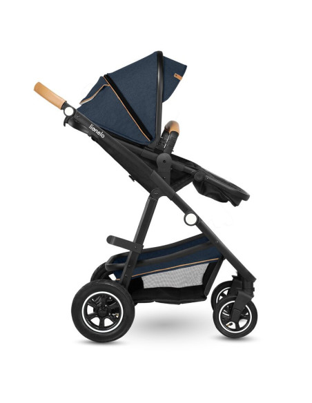 BN-LO-AMBER_2IN1_BLUE_NAVY,Lionelo - Carucior Amber, 2 in 1, Cadru aluminiu, Cu landou intarit si salteluta moale, Reversibil, M