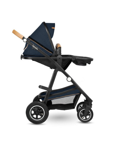BN-LO-AMBER_2IN1_BLUE_NAVY,Lionelo - Carucior Amber, 2 in 1, Cadru aluminiu, Cu landou intarit si salteluta moale, Reversibil, M