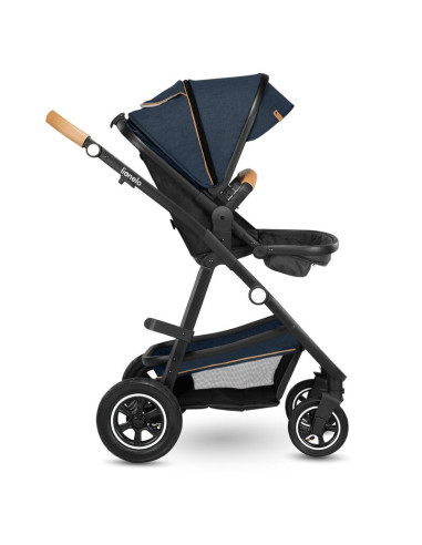 BN-LO-AMBER_2IN1_BLUE_NAVY,Lionelo - Carucior Amber, 2 in 1, Cadru aluminiu, Cu landou intarit si salteluta moale, Reversibil, M