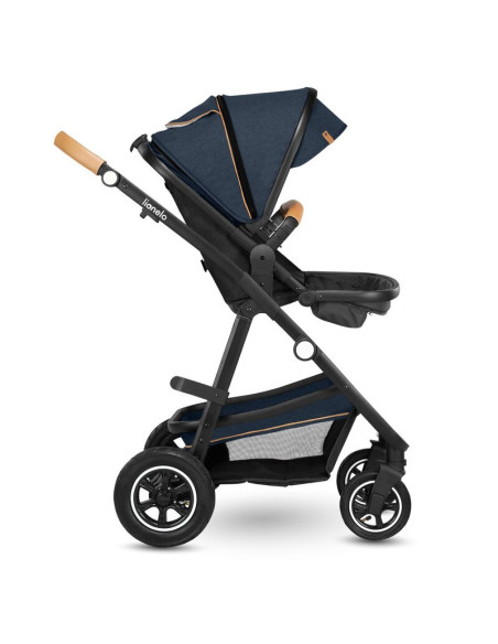 BN-LO-AMBER_2IN1_BLUE_NAVY,Lionelo - Carucior Amber, 2 in 1, Cadru aluminiu, Cu landou intarit si salteluta moale, Reversibil, M