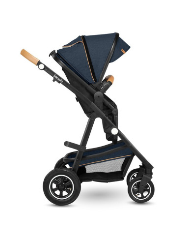 BN-LO-AMBER_2IN1_BLUE_NAVY,Lionelo - Carucior Amber, 2 in 1, Cadru aluminiu, Cu landou intarit si salteluta moale, Reversibil, M
