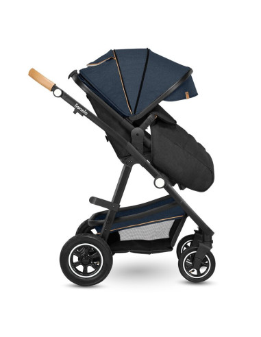 BN-LO-AMBER_2IN1_BLUE_NAVY,Lionelo - Carucior Amber, 2 in 1, Cadru aluminiu, Cu landou intarit si salteluta moale, Reversibil, M