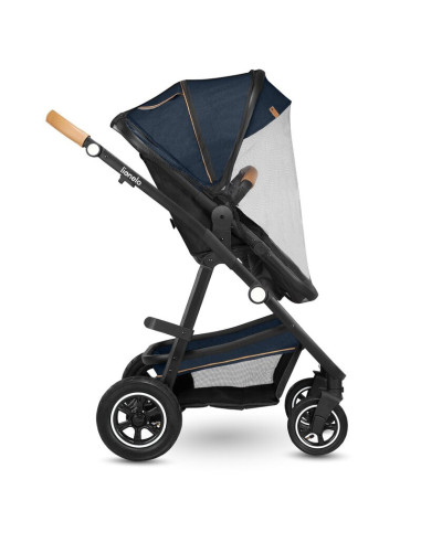 BN-LO-AMBER_2IN1_BLUE_NAVY,Lionelo - Carucior Amber, 2 in 1, Cadru aluminiu, Cu landou intarit si salteluta moale, Reversibil, M