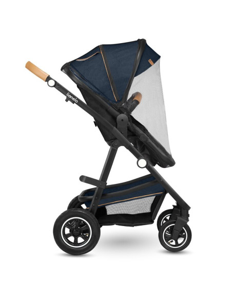 BN-LO-AMBER_2IN1_BLUE_NAVY,Lionelo - Carucior Amber, 2 in 1, Cadru aluminiu, Cu landou intarit si salteluta moale, Reversibil, M