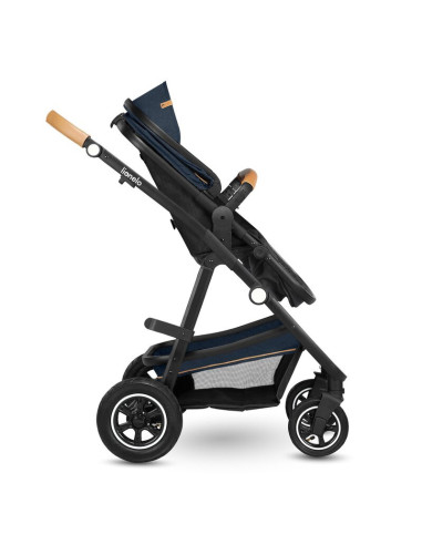 BN-LO-AMBER_2IN1_BLUE_NAVY,Lionelo - Carucior Amber, 2 in 1, Cadru aluminiu, Cu landou intarit si salteluta moale, Reversibil, M