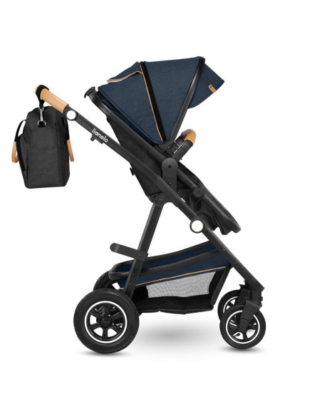 BN-LO-AMBER_2IN1_BLUE_NAVY,Lionelo - Carucior Amber, 2 in 1, Cadru aluminiu, Cu landou intarit si salteluta moale, Reversibil, M