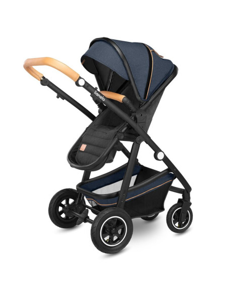 BN-LO-AMBER_2IN1_BLUE_NAVY,Lionelo - Carucior Amber, 2 in 1, Cadru aluminiu, Cu landou intarit si salteluta moale, Reversibil, M