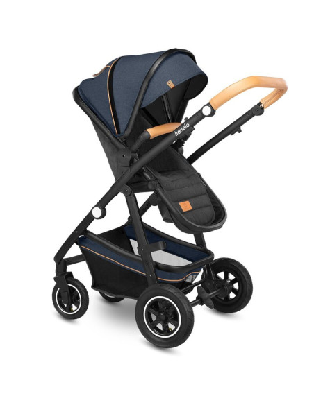 BN-LO-AMBER_2IN1_BLUE_NAVY,Lionelo - Carucior Amber, 2 in 1, Cadru aluminiu, Cu landou intarit si salteluta moale, Reversibil, M
