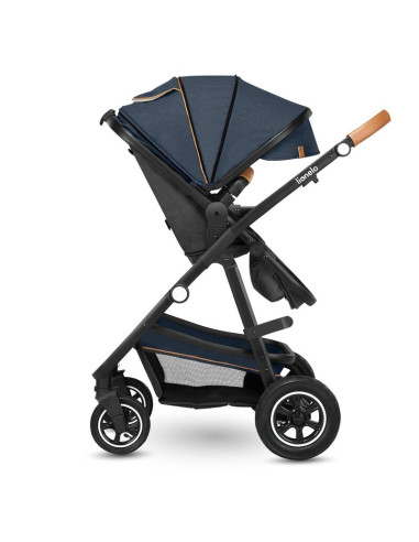 BN-LO-AMBER_2IN1_BLUE_NAVY,Lionelo - Carucior Amber, 2 in 1, Cadru aluminiu, Cu landou intarit si salteluta moale, Reversibil, M
