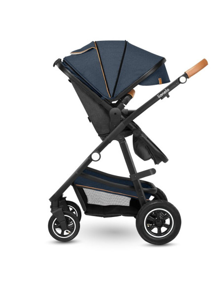 BN-LO-AMBER_2IN1_BLUE_NAVY,Lionelo - Carucior Amber, 2 in 1, Cadru aluminiu, Cu landou intarit si salteluta moale, Reversibil, M