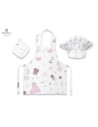 BN-6426972017237,MimiNu - Set Micutul bucatar, Cu sort, o boneta si accesoriu pentru vase calde, Din bumbac certificat Oeko Tex 