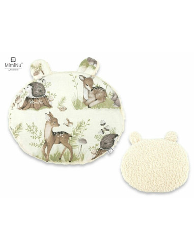 BN-6426972017305,MimiNu - Perna ergonomica Ursulet, Cu doua fete si cu doua urechi, Dimensiune 33x27 cm, Din tesatura imitatie d