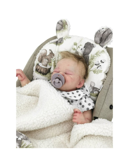 BN-6426972017305,MimiNu - Perna ergonomica Ursulet, Cu doua fete si cu doua urechi, Dimensiune 33x27 cm, Din tesatura imitatie d
