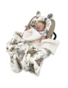BN-6426972017305,MimiNu - Perna ergonomica Ursulet, Cu doua fete si cu doua urechi, Dimensiune 33x27 cm, Din tesatura imitatie d