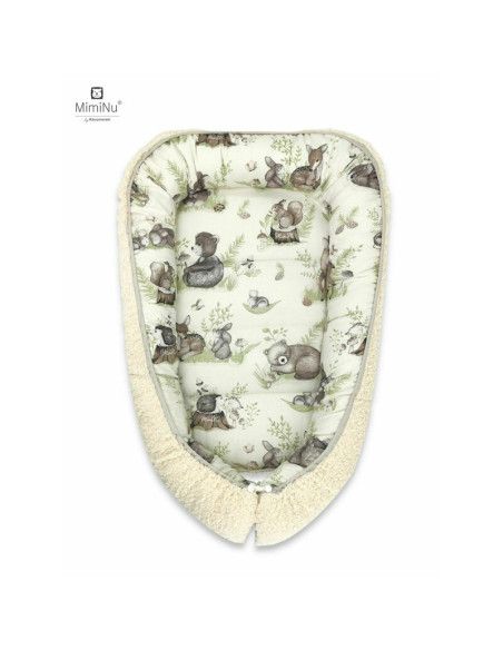 BN-6426972017343,MimiNu - Cosulet bebelus pentru dormit, Baby Cocoon 75x55 cm, Cu doua fete, Din tesatura imitatie de lana si bu