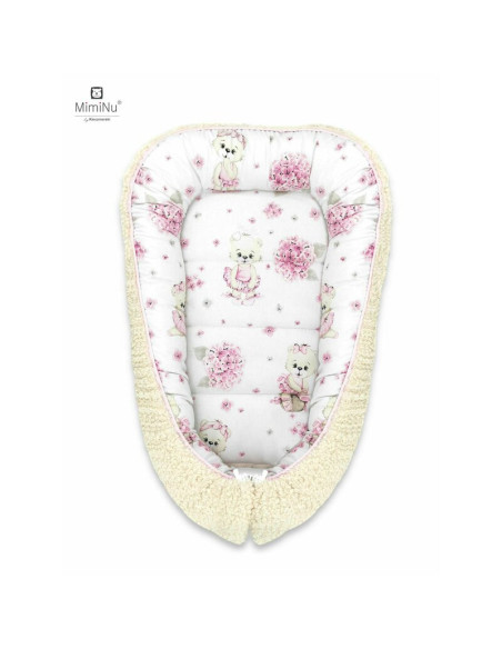 BN-6426972017350,MimiNu - Cosulet bebelus pentru dormit, Baby Cocoon 75x55 cm, Cu doua fete, Din tesatura imitatie de lana si bu