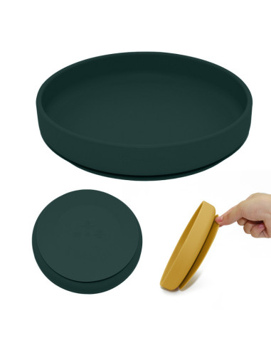 BN-708817,Petite&Mars - Farfurie din silicon fara BPA, Cu ventuza, TAKE&MATCH, 6 luni+, 400 ml, Verde Inchis BN-708817,Petite&Mars - Farfurie din silicon fara BPA, Cu ventuza, TAKE&MATCH, 6 luni+, 400 ml, Verde Inchis