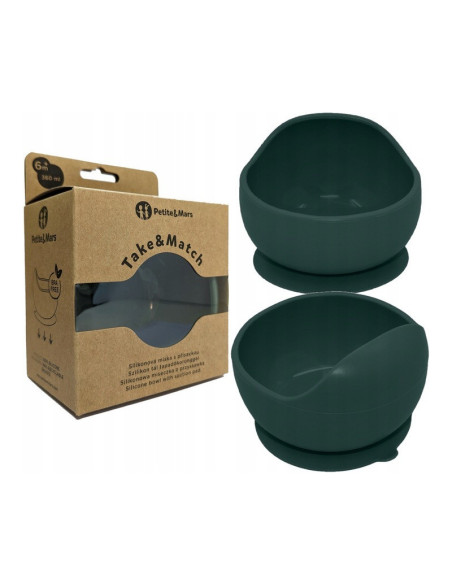 BN-707817,Petite&Mars - Bol din silicon fara BPA, Cu ventuza, TAKE&MATCH, 6 luni+, 350 ml, Verde Inchis BN-707817,Petite&Mars - Bol din silicon fara BPA, Cu ventuza, TAKE&MATCH, 6 luni+, 350 ml, Verde Inchis