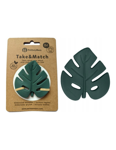 BN-701817,Petite&Mars - Jucarie de dentitie TAKE&MATCH, Din silicon, Fara BPA, Racire in frigider, Verde Inchis