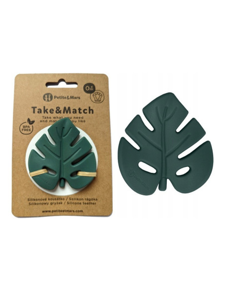 BN-701817,Petite&Mars - Jucarie de dentitie TAKE&MATCH, Din silicon, Fara BPA, Racire in frigider, Verde Inchis