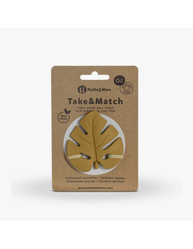 BN-701819,Petite&Mars - Jucarie de dentitie TAKE&MATCH, Din silicon, Fara BPA, Racire in frigider, Ocru