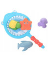 BN-BL032,Bocioland - Set jucarii de baie, 5 piese, Cu plasa de pescuit in forma de rechin si jucarii marine