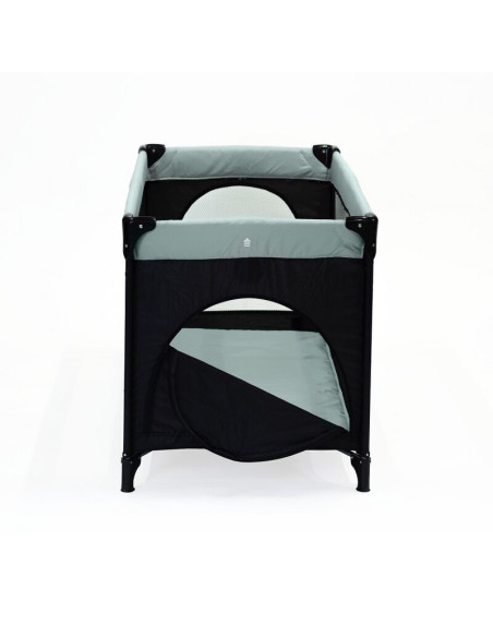 BN-921973,Petite&Mars - Patut pliant cu doua nivele, Cu intrare laterala cu fermoar, 2 roti, 120x60 cm, Iron Green