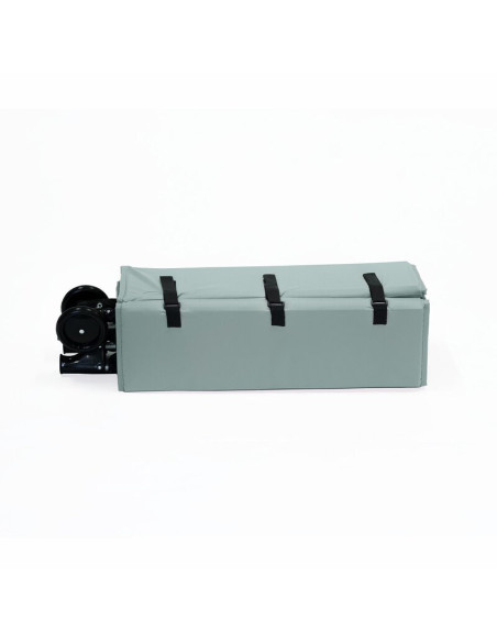 BN-921973,Petite&Mars - Patut pliant cu doua nivele, Cu intrare laterala cu fermoar, 2 roti, 120x60 cm, Iron Green