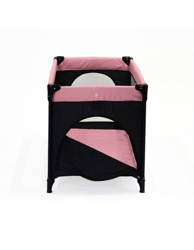 BN-921974,Petite&Mars - Patut pliant cu doua nivele, Cu intrare laterala cu fermoar, 2 roti, 120x60 cm, Rose Pink