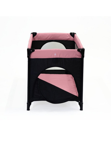 BN-921974,Petite&Mars - Patut pliant cu doua nivele, Cu intrare laterala cu fermoar, 2 roti, 120x60 cm, Rose Pink