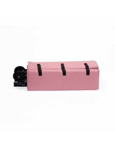 BN-921974,Petite&Mars - Patut pliant cu doua nivele, Cu intrare laterala cu fermoar, 2 roti, 120x60 cm, Rose Pink