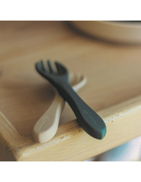 BN-709817,Petite&Mars - Set tacamuri din silicon fara BPA, Take&Match, 6 luni+, Verde inchis